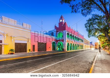 Merida, Mexico. City Hall In The Old Town.