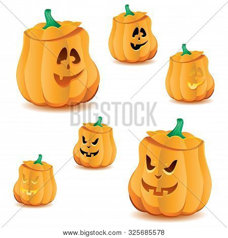 Set Of Halloween Pumpkins With Variations Of Illumination, Part 17