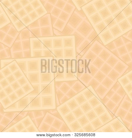 Seamless White Background With Waffels. Vector Texture