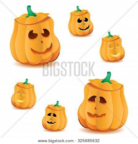 Set Of Halloween Pumpkins With Variations Of Illumination, Part 20