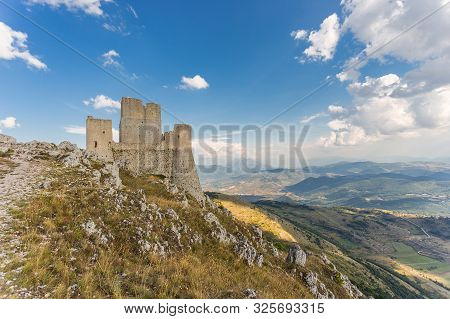 Rocca Calascio, Old Medieval Castle On The Apennine Mountains In The Heart Of Abruzzo, Italy