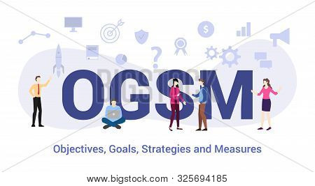 Ogsm Objectives Goals Strategies And Measures Concept With Big Word Or Text And Team People With Mod