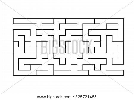 Black Rectangular Labyrinth. Game For Kids. Puzzle For Children. Maze Conundrum. Flat Vector Illustr