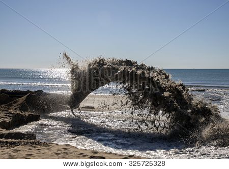 New Sand On The Beach With Blue Sky