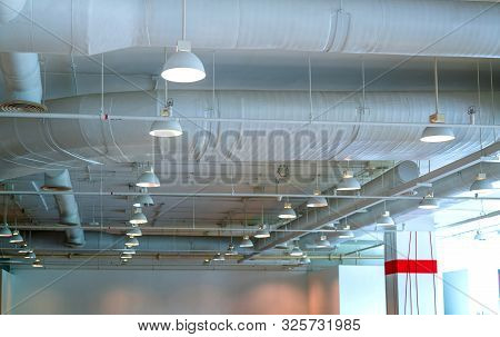 Air Duct, Air Conditioner Pipe, Wiring Pipe, And Fire Sprinkler System. Air Flow And Ventilation Sys