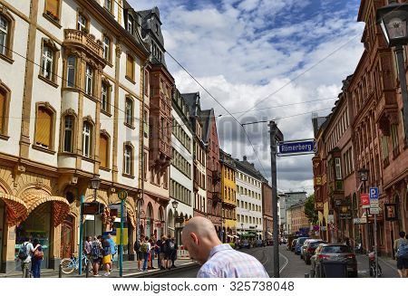 Frankfurt Am Main, Germany, August 2019. The Römer Is The Historic City Hall Of The City. From The V