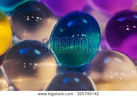 Abstract Texture, Color Balls Of Hydrogel For The Background. Hydrogel Beads. Close Up.