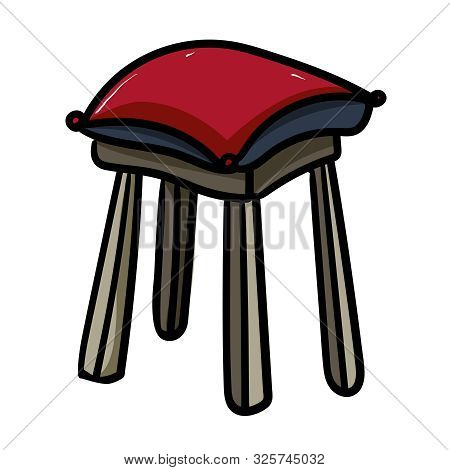 A Tabouret With A Pillow. Comfortable Furniture. The Design Of The Room. - Vector. Vector Illustrati