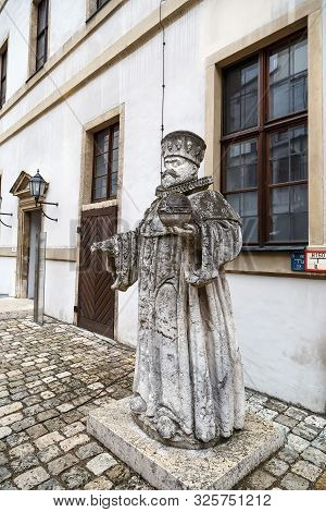 Statue Of Otto Heinrich In Courtyard Of Castle In Neuburg An Der Donau, Germany
