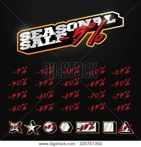 Seasonal Sale Tag Builder Kit Typography In Sport Retor Style. Shop Or Online Shopping. Sticker, Bad