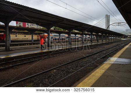 Train Crew On The Train Platform At The Railway Station Of Bucharest North Railway Station (gara De 