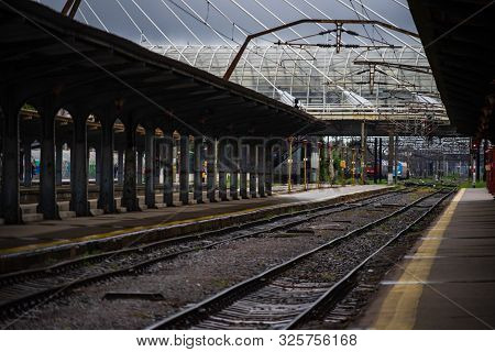 Railway Lines Of Bucharest North Railway Station (gara De Nord Bucuresti) In Bucharest, Romania, 201