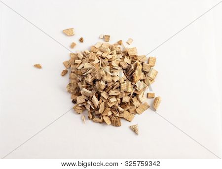 smoking wood chips for BBQ on white background