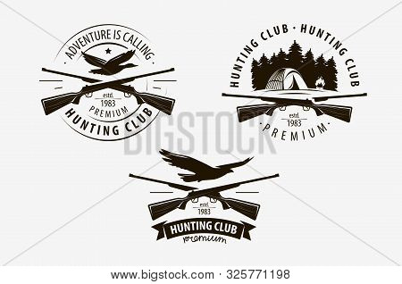 Hunting Club Set Of Labels. Hunt Logo. Vector Illustration
