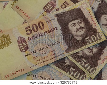500 Hungarian Forints, Business Background. Huf. Closeup Photo