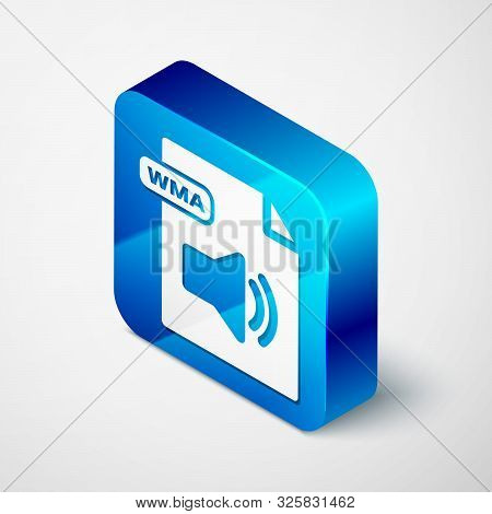 Isometric Wma File Document. Download Wma Button Icon Isolated On White Background. Wma File Symbol.