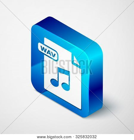 Isometric Wav File Document. Download Wav Button Icon Isolated On White Background. Wav Waveform Aud