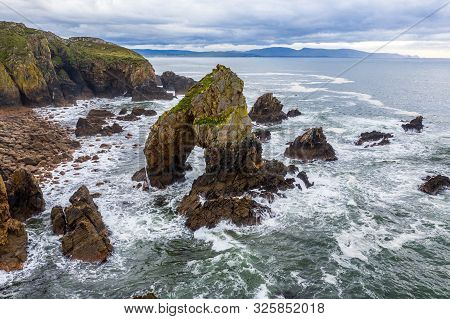 Aerial View Of The Crohy Head Sea Arch, County Donegal - Ireland