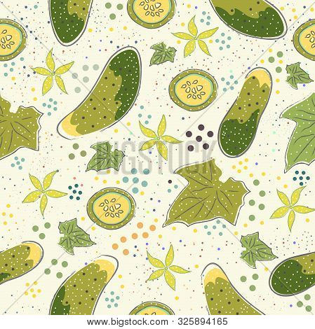 Seamless Pattern With Cute Cucumbers. Scandinavian Style.