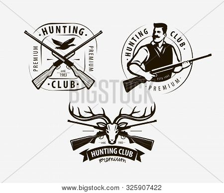 Hunting Club Set Of Labels. Hunt Logo, Icon. Vector Illustration