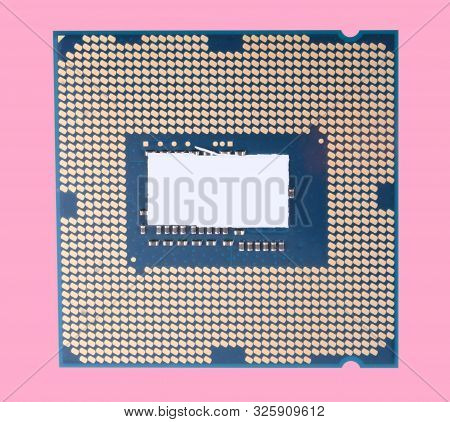 Central Processor Unit Isolated On Pink Background At Dry Sunny Day