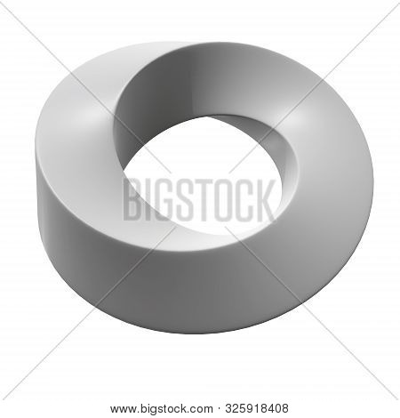 Mobius Strip Ring Sacred Geometry. Spatial Figure With Upturned Surfaces. Optical Illusion With Dual