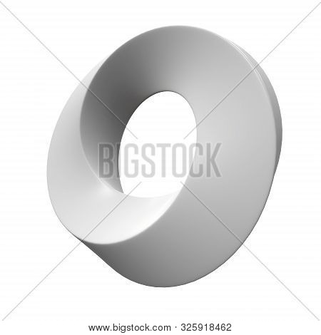 Mobius Strip Ring Sacred Geometry. Spatial Figure With Upturned Surfaces. Optical Illusion With Dual