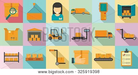 Warehouse Icons Set. Flat Set Of Warehouse Vector Icons For Web Design