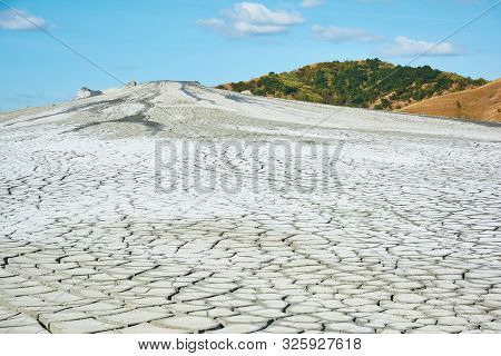 Muddy Volcanoes Paclele Mari Near Buzau, Romania. Mud And Natural-gas Eruptions Create Small Volcano