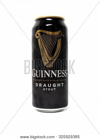 Sankt-petersburg, Russia- October 04, 2019: Guinness Draught Can On White Background