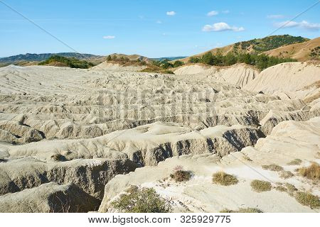 Muddy Volcanoes Paclele Mari Near Buzau, Romania. Mud And Natural-gas Eruptions Create Small Volcano