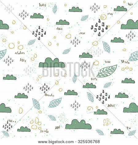 Seamless Pattern With Clouds. Scandinavian Style. Vector Illustration