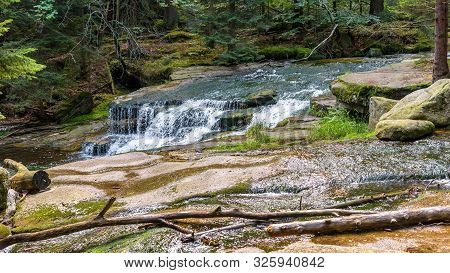 View Of Szklarka River In A Forest In Giant Mountains, Poland