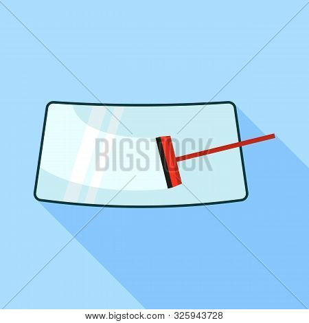 Car Cleaning Windshield Icon. Flat Illustration Of Car Cleaning Windshield Vector Icon For Web Desig