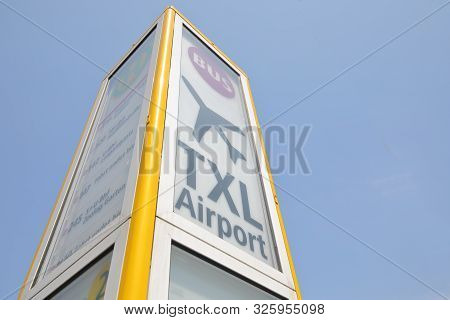 Berlin Germany - June 12, 2019: Txl Berlin Tegel Airport Shuttle Bus Sign Berlin Germany