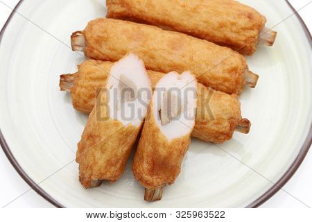 Japanese Food, Gobo Kamaboko On Dish On White Background
