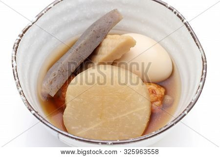 Japanese Food, Oden In A Bowl On White Background