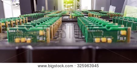 Electronics Manufacturing Services, Assembly Of Circuit Board Arrangement, Close-up Of The Raw Of Pc