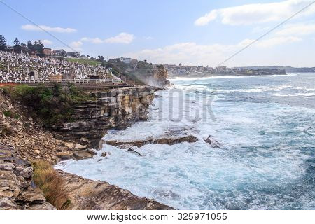 Rough Seas By Waverley Cemetery On The Coogee To Bondi Coastal Walk, Sydney, New South Wales, Austra