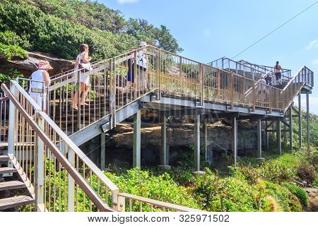 Sydney, Australia - March 16th 2013: People Walking The Coastal In Waverley. The Path Runs From Coog