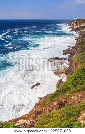 Rough Seas By Waverley Cemetery On The Coogee To Bondi Coastal Walk, Sydney, New South Wales, Austra