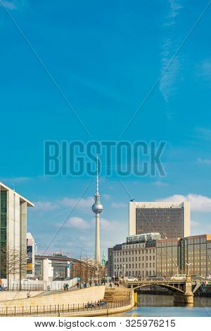 BERLIN, GERMANY- March 11, 2018 : Tv tower or Fersehturm. BERLIN, Germany.