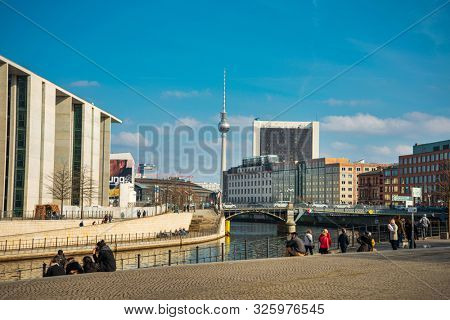 BERLIN, GERMANY- March 11, 2018 : Tv tower or Fersehturm. BERLIN, Germany.