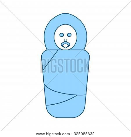 Wrapped Infand Icon. Thin Line With Blue Fill Design. Vector Illustration.