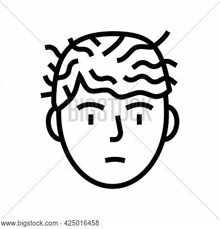 Woman Before Keratin Use Line Icon Vector. Woman Before Keratin Use Sign. Isolated Contour Symbol Bl