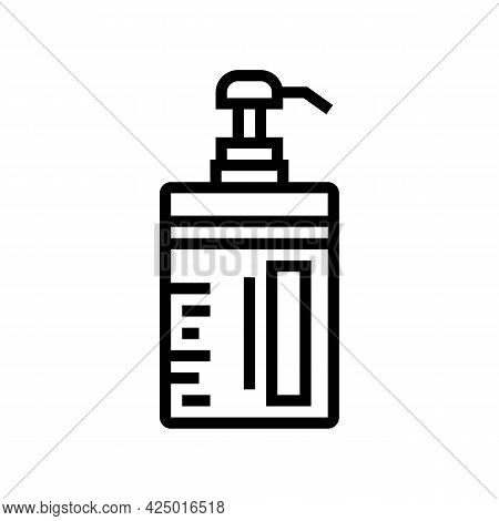 Conditioner Keratin Bottle With Pump Line Icon Vector. Conditioner Keratin Bottle With Pump Sign. Is