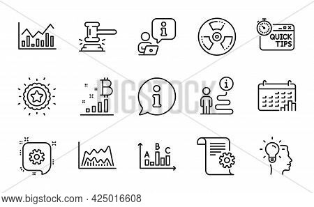 Education Icons Set. Included Icon As Trade Chart, Chemical Hazard, Quick Tips Signs. Winner Star, I