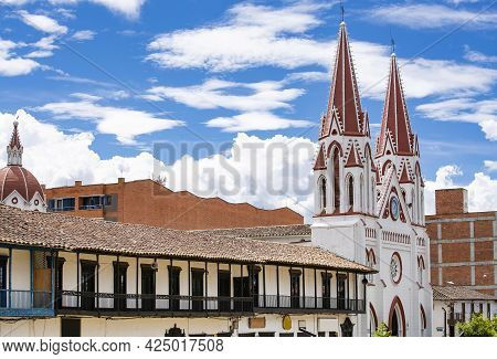 La Ceja, Antioquia - Colombia. June 26, 2021. Minor Basilica Of Our Lady Of Carmen, Colombian Church