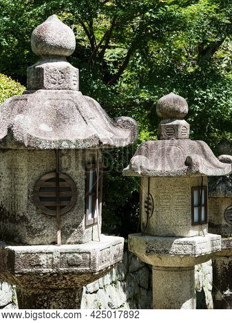 Otsu, Japan - August 21, 2018: On The Grounds Of Miidera, Temple Number 14 Of The Saigoku Kannon Pil