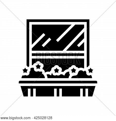 Growing Domestic Plant On Window Sill Pot Glyph Icon Vector. Growing Domestic Plant On Window Sill P